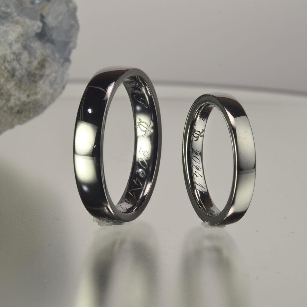 タンタルとハフニウム素材の金属アレルギー対応結婚指輪 素心シリーズ OR-1933