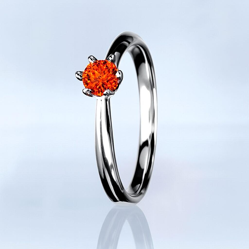 オレンジサファイア婚約指輪