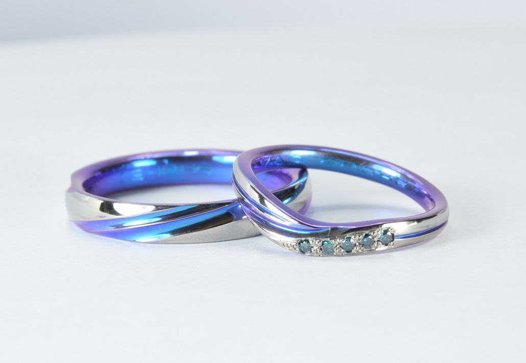 ブルーにこだわった結婚指輪 | 福岡の結婚・婚約指輪オーダーで人気の 