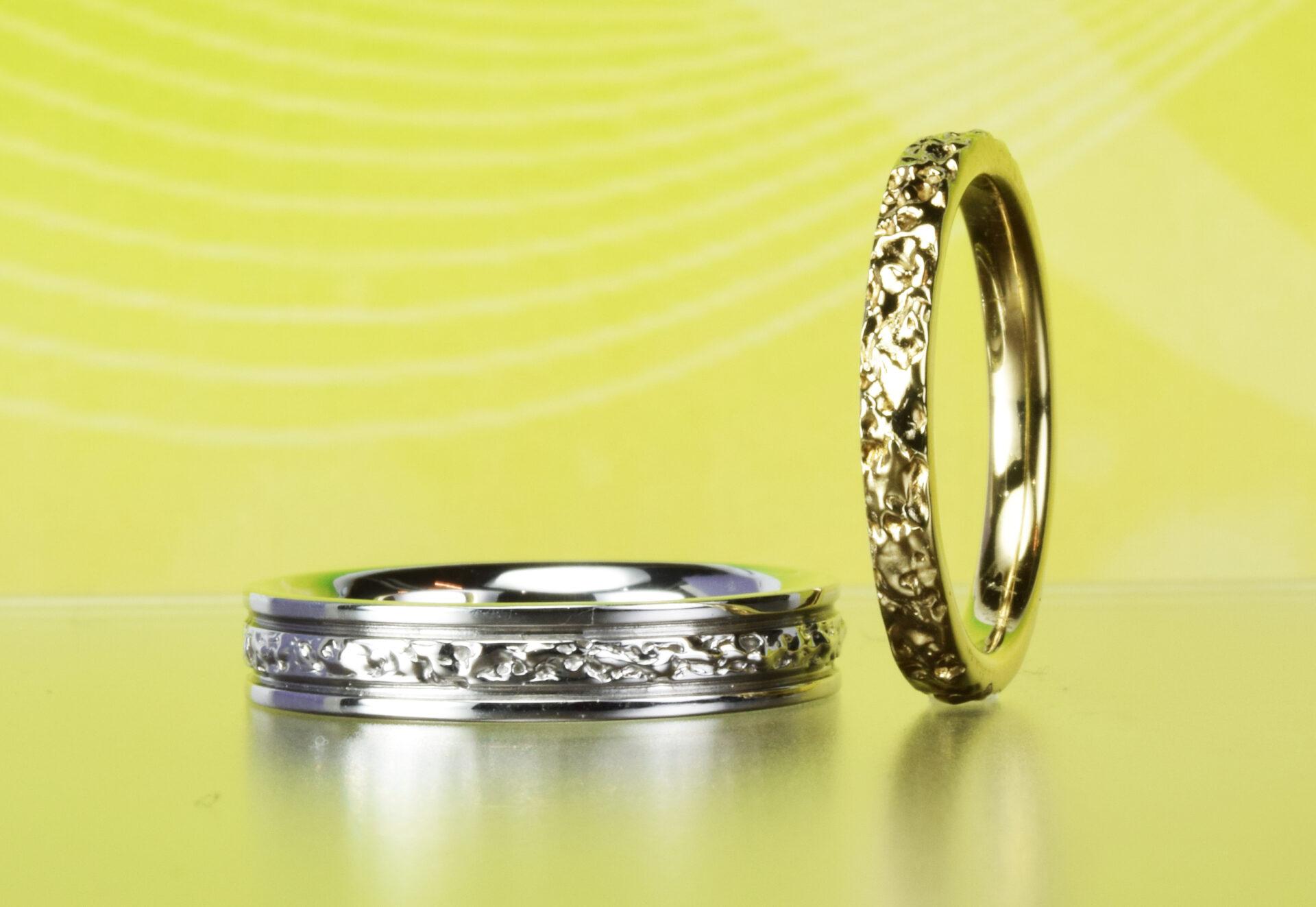 オリジナル結婚指輪（マリッジリング）プラチナ＆K18 ONE WAY 二人で歩む1本の道【MG-030-002】
