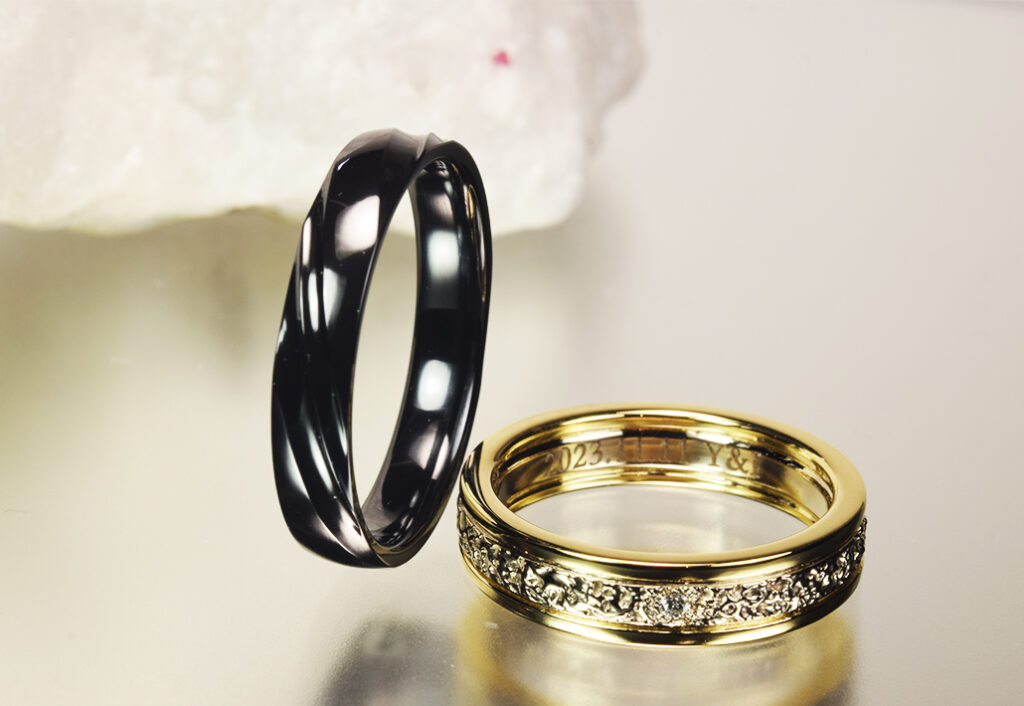 ブラックジルコニウム K18　結婚指輪