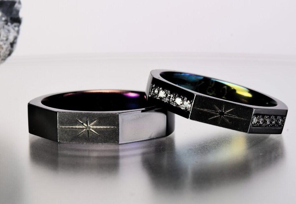 タンタル結婚指輪 黒い結婚指輪 レーザー