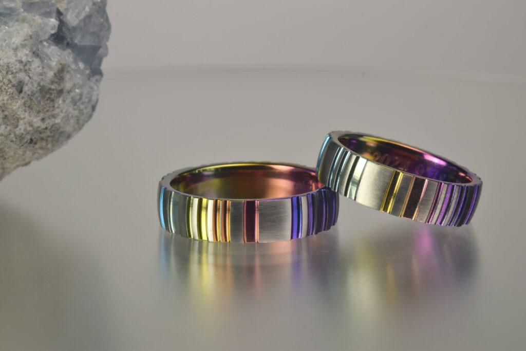レインボーカラー結婚指輪 カラーリング