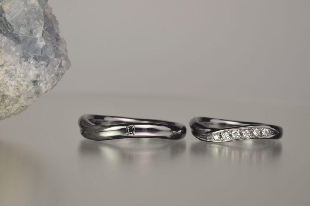 タンタル結婚指輪 ダイヤ付き
