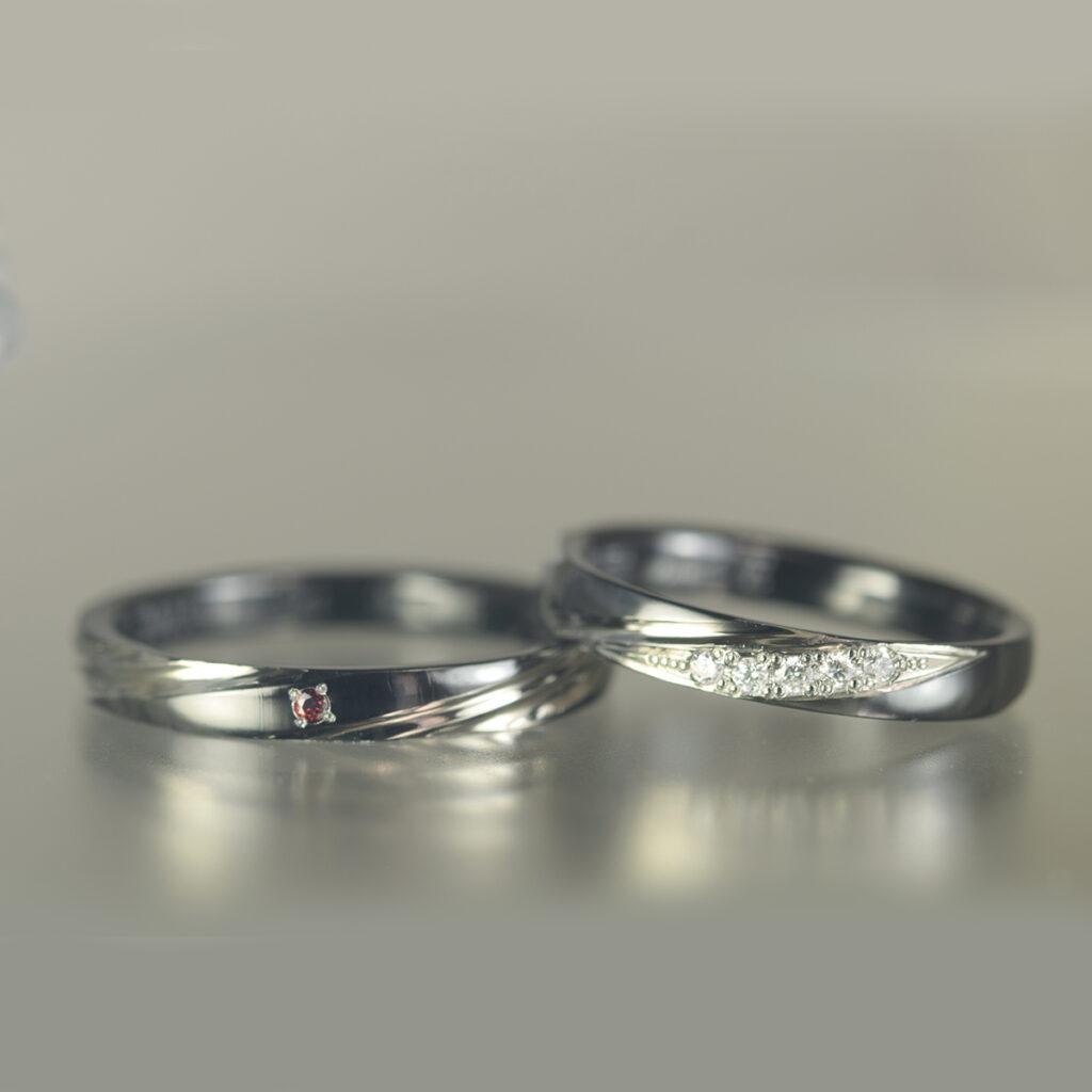 ブラックジルコニウム結婚指輪さざなみ アレルギー対応マリッジリング OR-1987