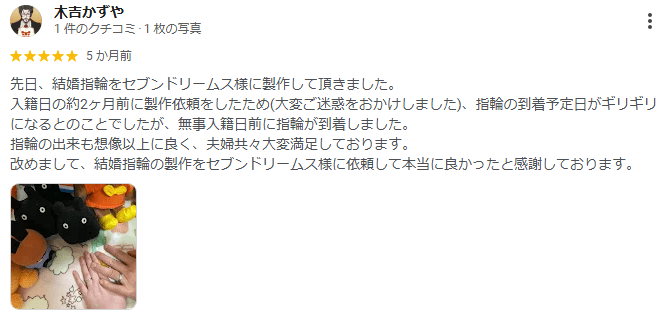 Google口コミ高評価のキャプチュア画像