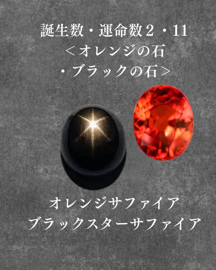 誕生数・運命数　ブラック・オレンジの石