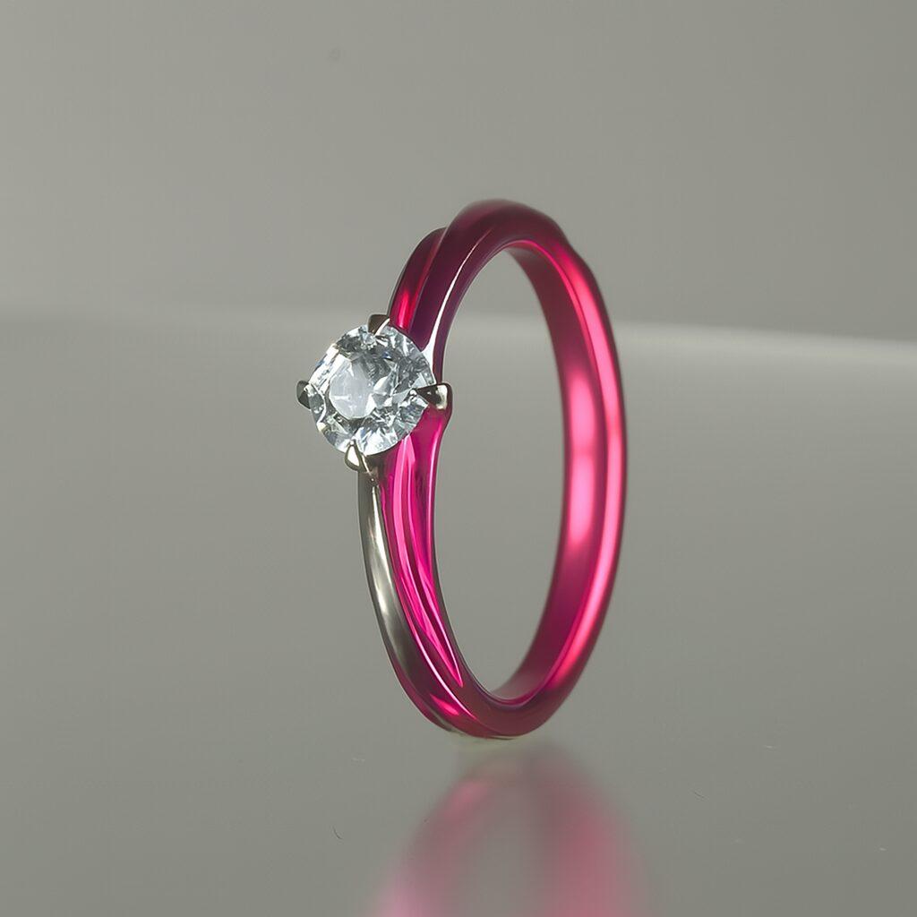 ピンク発色を取り入れた婚約指輪のデザインイメージ