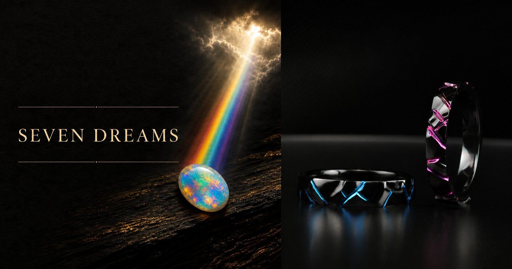七色の光とオパール、黒い結婚指輪で表現したSeven Dreamsの世界観