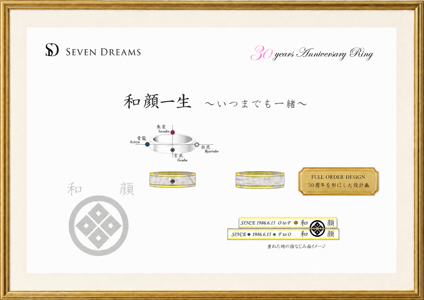 結婚30周年の想いを形にしたフルオーダー結婚指輪のデザイン画