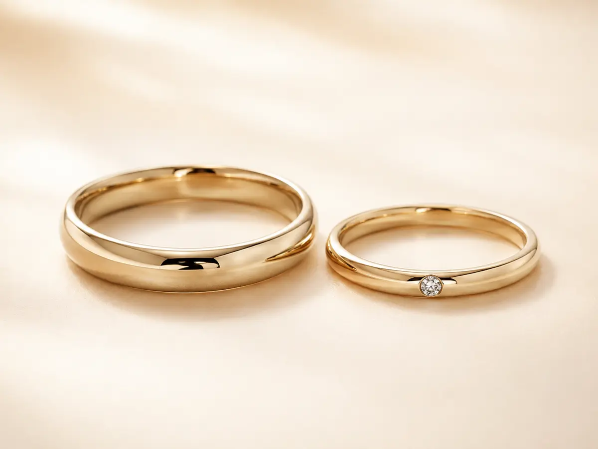 春タイプに似合うシャンパンゴールドの結婚指輪