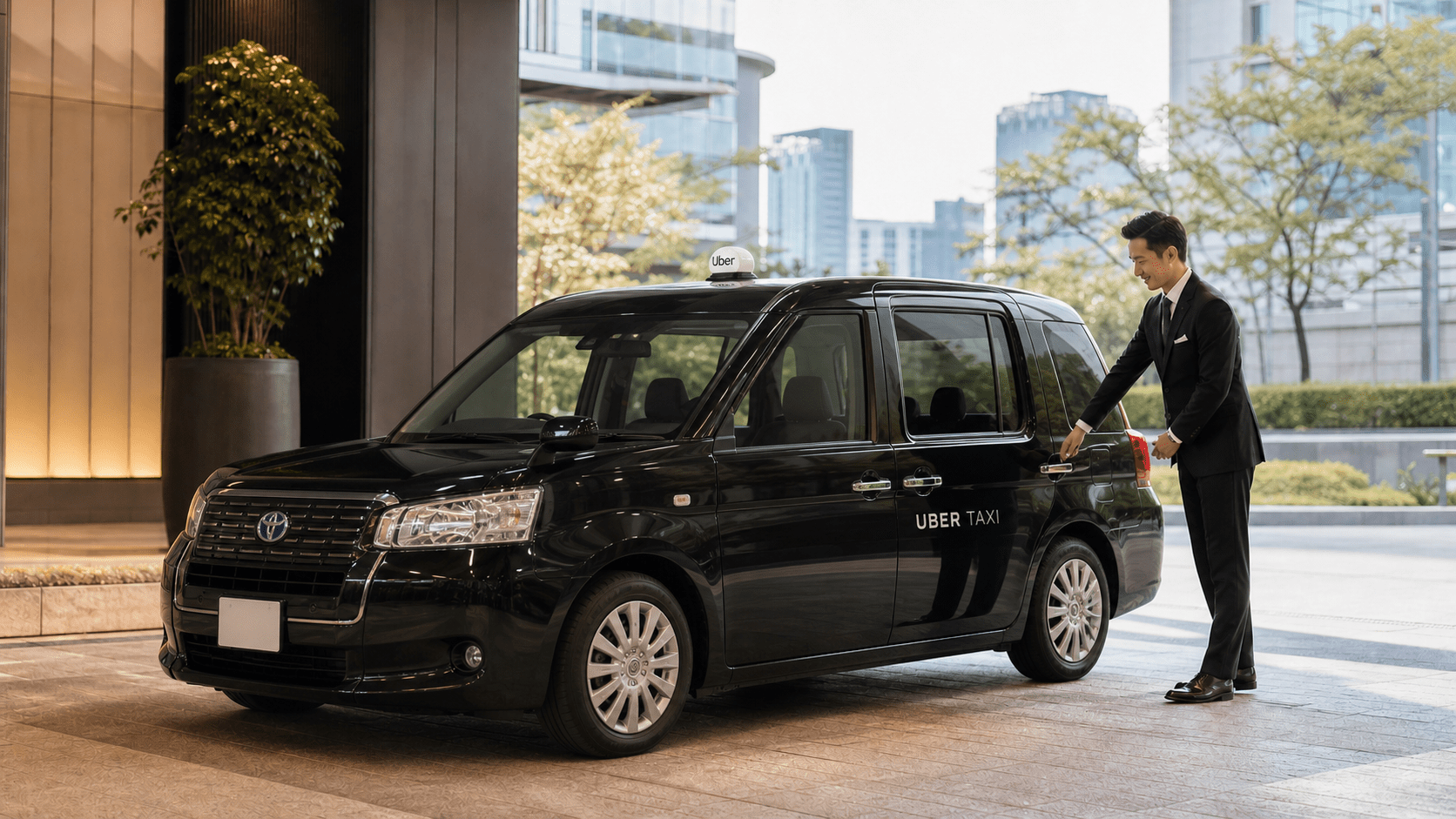 福岡市内の無料送迎に使用するUber Taxiのイメージ