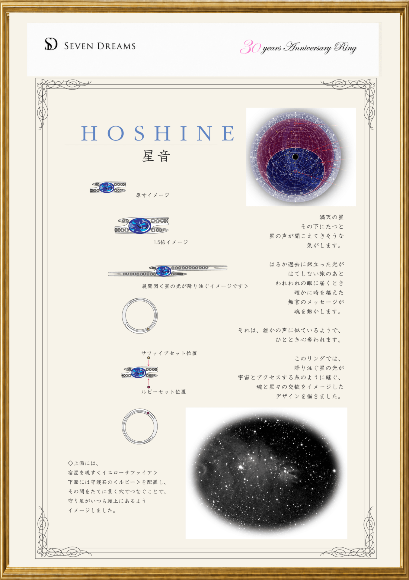 ブラックオパールリング「星音」の設計画