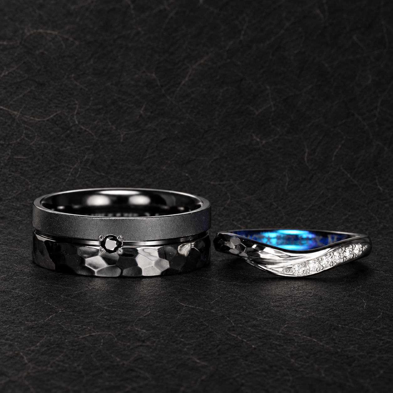 custom-order-black-blue-pair-rings